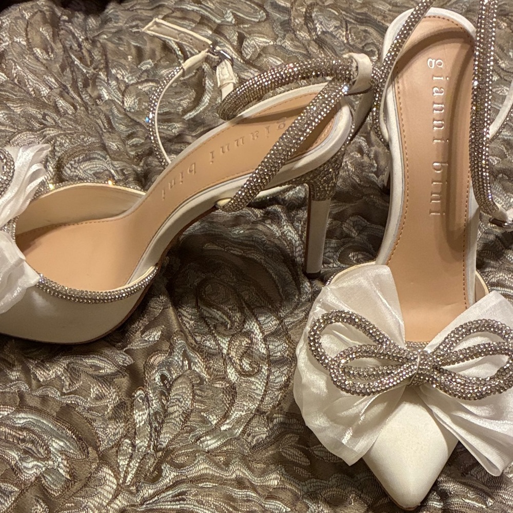 Gianni Bini Ivory Heels with Sparkling Bow